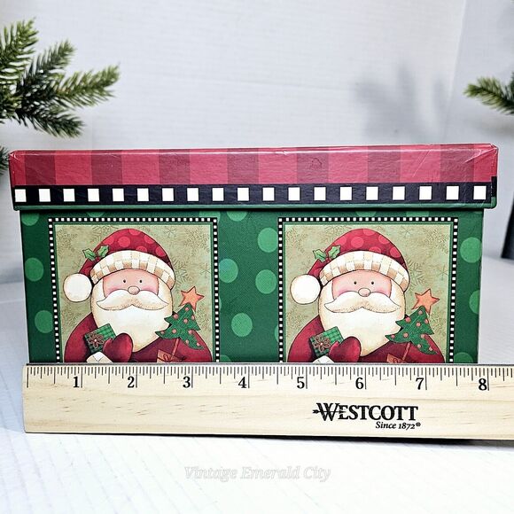 Cozy Santa Claus Gift Box Classic Christmas Cartoon Holiday Storage Keepsake Red - Picture 7 of 10